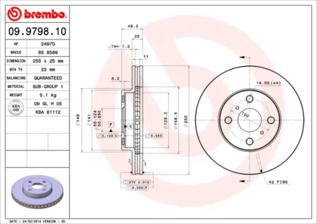 Гальмівний диск Brembo 09979810