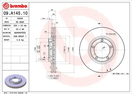 Гальмівний диск BREMBO 09.A145.10