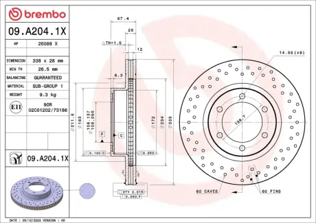 ГАЛЬМІВНИЙ ДИСК BREMBO 09.A204.1X