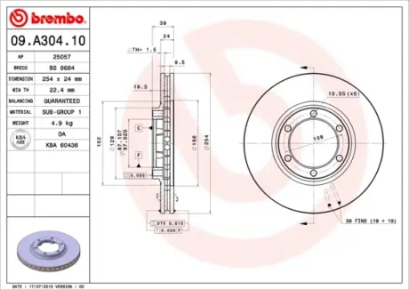 Гальмівний диск BREMBO 09.A304.10