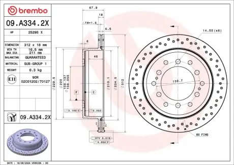 ГАЛЬМІВНИЙ ДИСК BREMBO 09.A334.2X