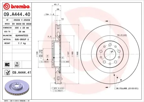 Гальмівний диск BREMBO 09.A444.40