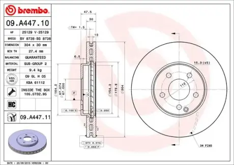 Гальмівний диск BREMBO 09.A447.11