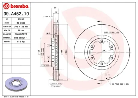 Гальмівний диск BREMBO 09.A452.10