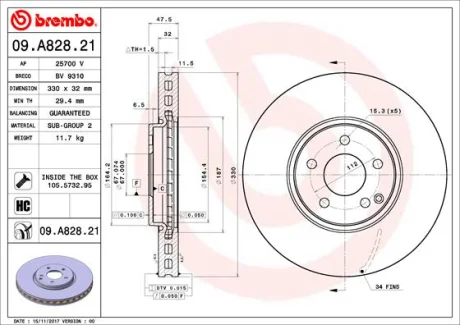 Гальмівний диск Brembo 09A82821