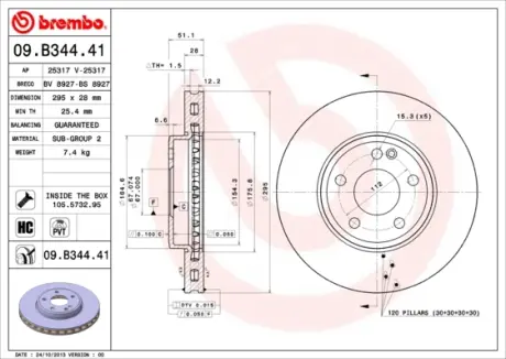 Гальмівний диск BREMBO 09.B344.41