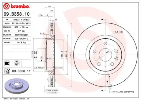 Гальмівний диск BREMBO 09.B358.11
