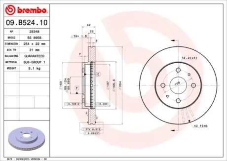 Гальмівний диск BREMBO 09.B524.10