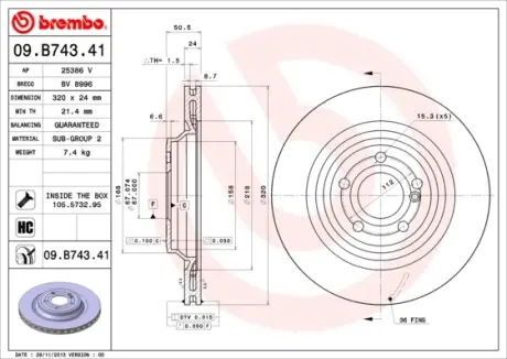 Гальмівний диск BREMBO 09.B743.41