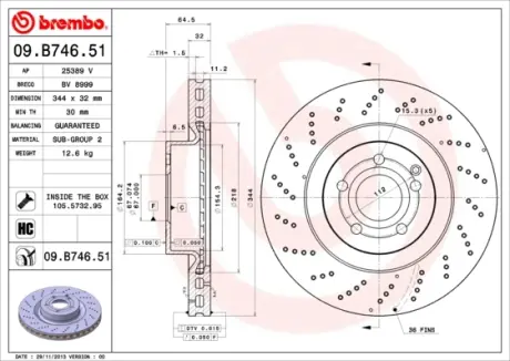 Гальмівний диск BREMBO 09.B746.51