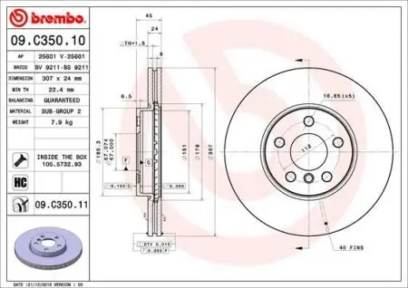 Гальмівний диск BREMBO 09.C350.11