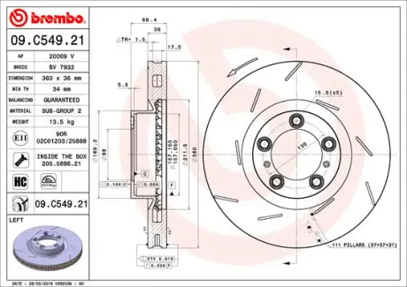 Гальмівний диск BREMBO 09.C549.21