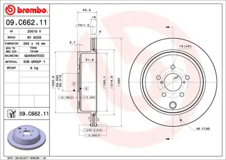 Гальмівний диск BREMBO 09.C662.11