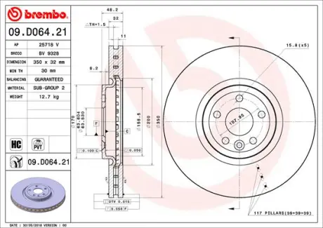 Гальмівний диск BREMBO 09.D064.21