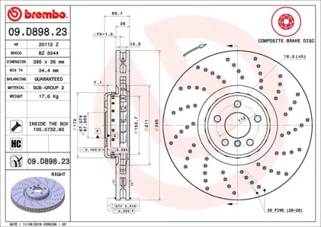 Гальмівний диск BREMBO 09D89823