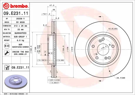 Гальмывний диск BREMBO 09E23111