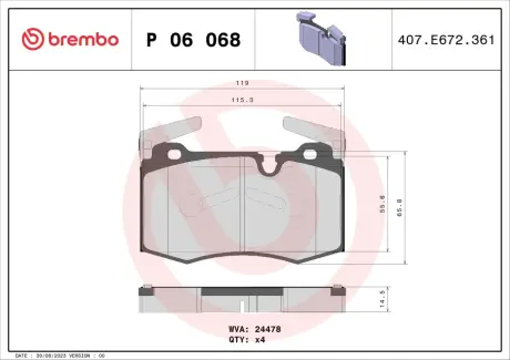 Гальмівні колодки BREMBO P06 068