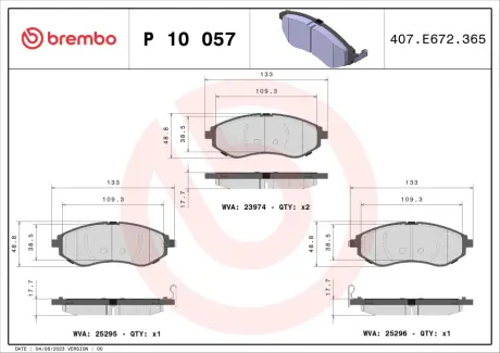Гальмівні колодки BREMBO P10 057
