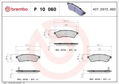 Тормозные колодки BREMBO P10 060