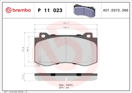 Гальмівні колодки BREMBO P11 023