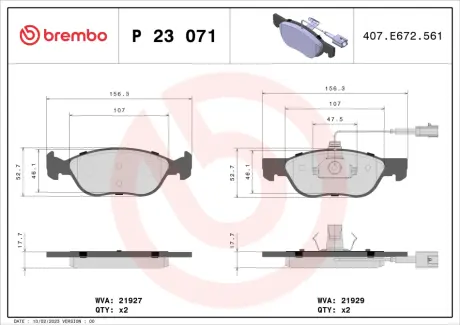 Тормозные колодки BREMBO P23 071