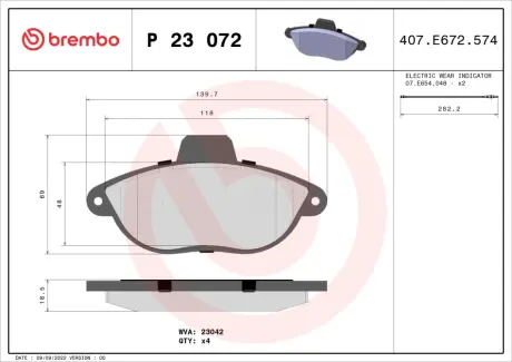 Гальмівні колодки BREMBO P23 072