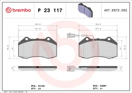 Тормозные колодки BREMBO P23 117