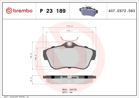 Гальмівні колодки BREMBO P23 189