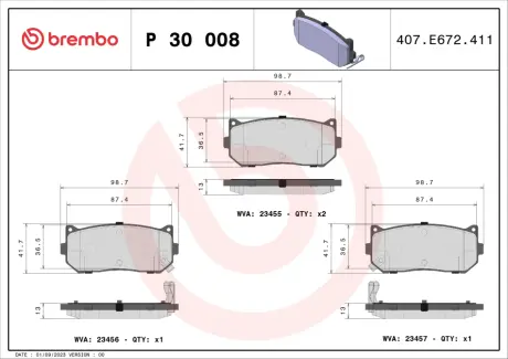 Тормозные колодки BREMBO P30 008