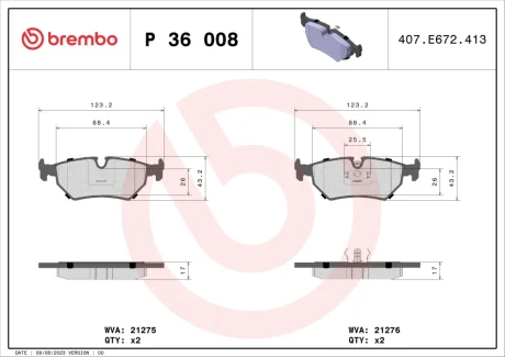 Гальмівні колодки BREMBO P36 008