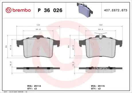 Гальмівні колодки BREMBO P36 026