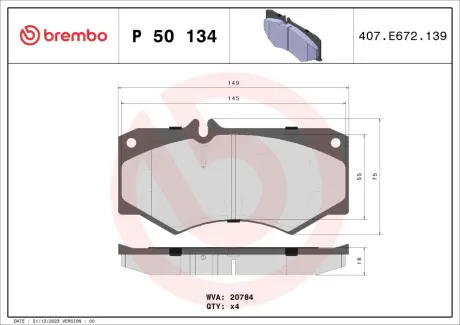 Гальмівні колодки BREMBO P50 134