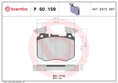 Тормозные колодки BREMBO P50 159