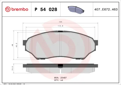 Тормозные колодки BREMBO P54 028