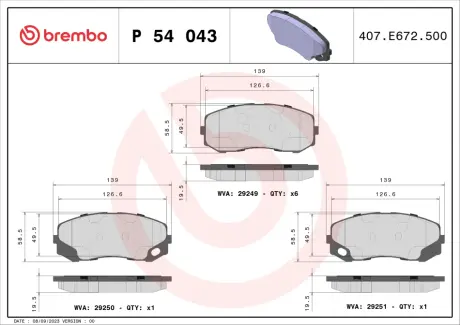 Гальмівні колодки BREMBO P54 043