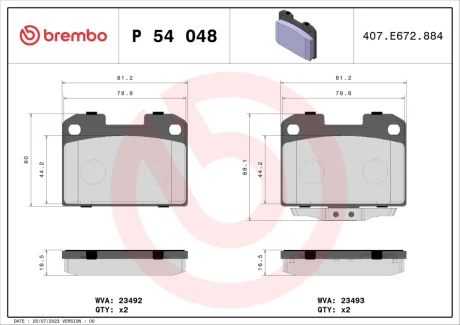 Гальмівні колодки дискові BREMBO P54 048
