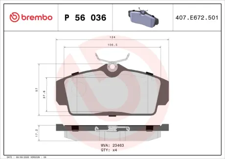 Гальмівні колодки BREMBO P56 036
