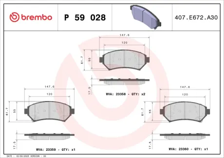 Тормозные колодки BREMBO P59 028