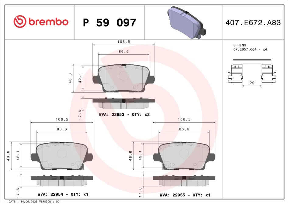 Гальмівні колодки дискові Brembo P59097 (фото 1)