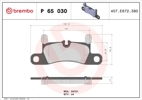 Гальмівні колодки BREMBO P65030