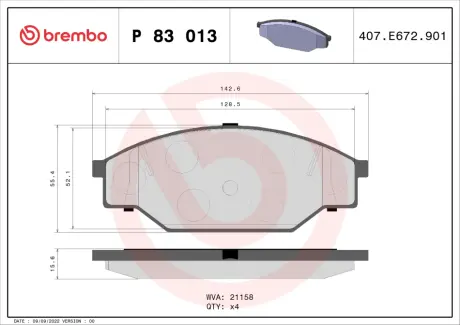 Тормозные колодки BREMBO P83 013
