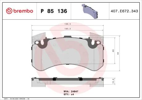 Гальмівні колодки BREMBO P85 136