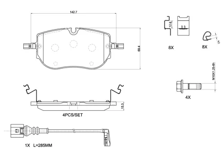 Гальмівні колодки дискові Brembo P85192