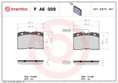 Гальмівні колодки BREMBO PA6 009
