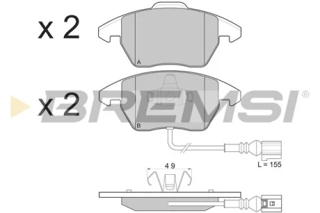 Гальмівні колодки пер. A1/A3/Altea/Beetle/Caddy/Up (04-21) Bremsi BP3103