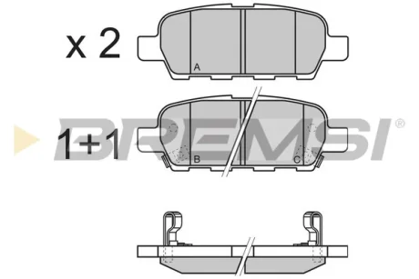Гальмівні колодки зад. Qashqai/Rogue/X-Trail 07-/Koleos 08- (105,4x39x13,7)(Akebono) Bremsi BP3351
