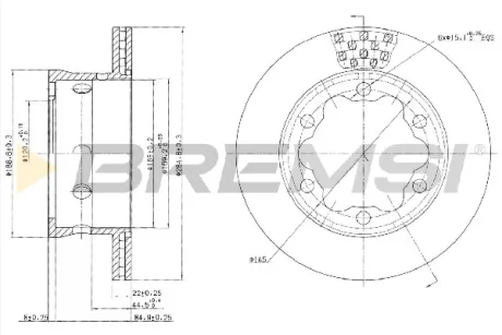 Гальмівний диск зад. вент MB Sprinter/VW LT 95- (285*22 спарка) Bremsi CD5191V