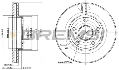 Гальмівний диск перед. Camry 04- (296х28) Bremsi CD6501V