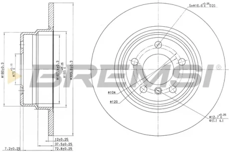 Гальмівний диск зад. BMW X5 (E53) 00-06 (324x12) Bremsi CD7255S