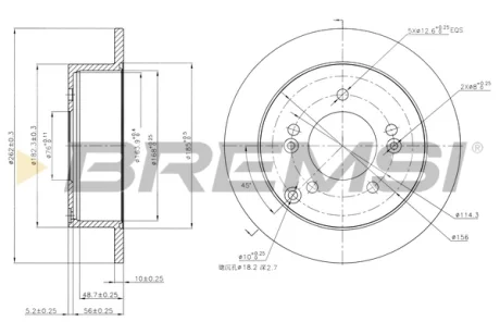Гальмівний диск зад. Hyundai Tucson/Sonata/Kia Sportage 06- (262x10) Bremsi CD7447S